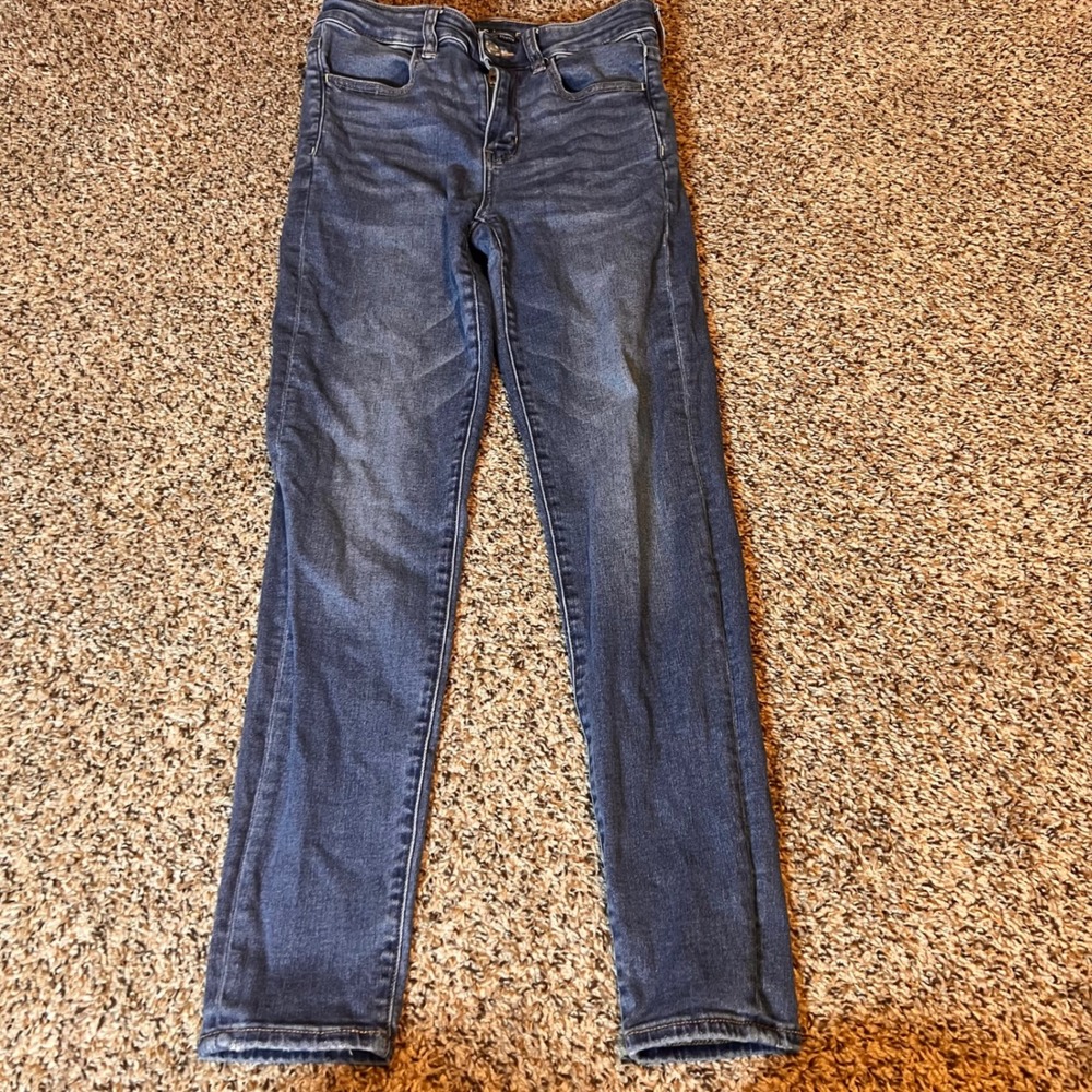 American Eagle Jeggings High Waisted Dark Wash Stretch Denim Jeans Size 6 Short‎